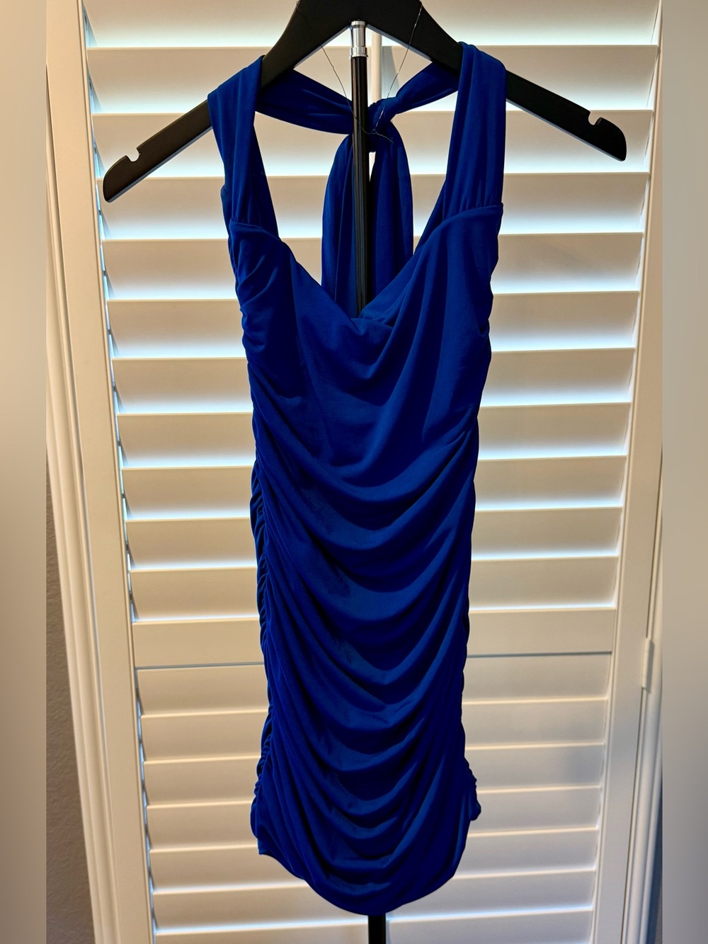 Lucy in the Sky Cobalt Blue Ruched Bodycon Dress - Sz M
